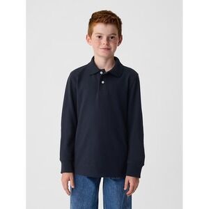 Hanna Andersson Navy Blue Long Sleeve Polo Shirt Kids Size 5T Cotton Casual Top